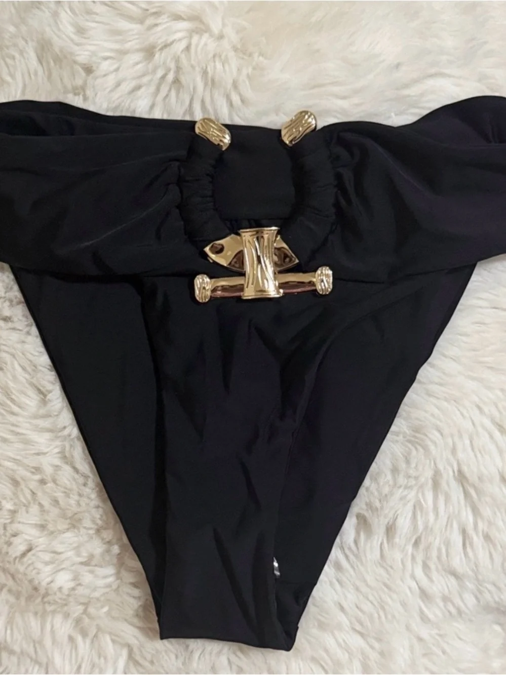 Black Women's Bikini two pieces with Gold Accent - Picture 7 of 7